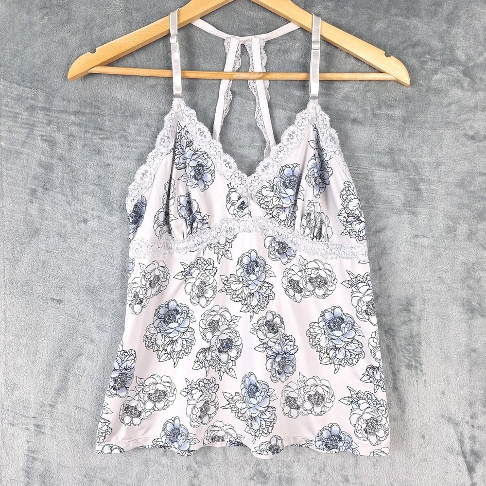 Womens Top Medium Purple Babydoll‎ Y2K Floral Lace Coquette Fairy Feminine Cami